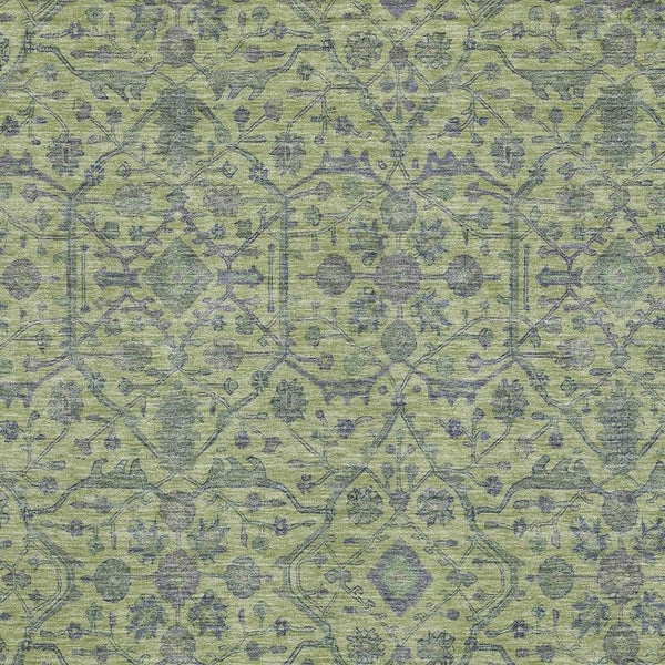 HomeRoots 10' X 14' Vibrant Lime Green & Gray Washable Area Rug with UV Protection for Busy Households 685976