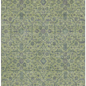 HomeRoots 10' X 14' Vibrant Lime Green & Gray Washable Area Rug with UV Protection for Busy Households 685976