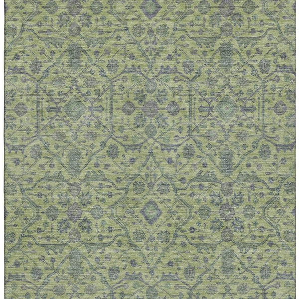 HomeRoots 10' X 14' Vibrant Lime Green & Gray Washable Area Rug with UV Protection for Busy Households 685976