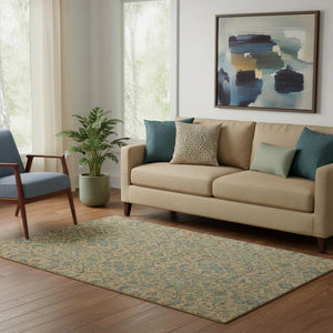 HomeRoots 5' X 8' Vibrant Orange, Blue & Green Oriental Washable Area Rug with UV Protection & Stain Resistance 685978
