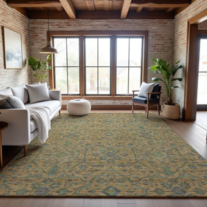 HomeRoots 5' X 8' Vibrant Orange, Blue & Green Oriental Washable Area Rug with UV Protection & Stain Resistance 685978