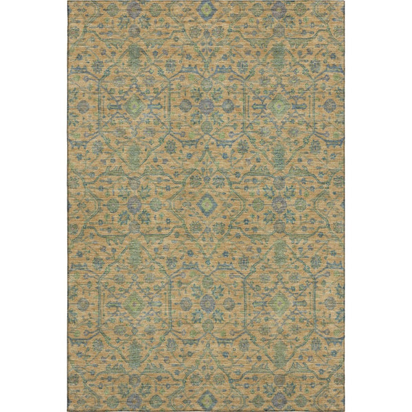 HomeRoots 5' X 8' Vibrant Orange, Blue & Green Oriental Washable Area Rug with UV Protection & Stain Resistance 685978