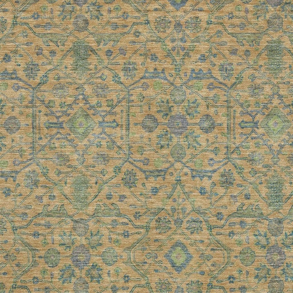 HomeRoots 5' X 8' Vibrant Orange, Blue & Green Oriental Washable Area Rug with UV Protection & Stain Resistance 685978