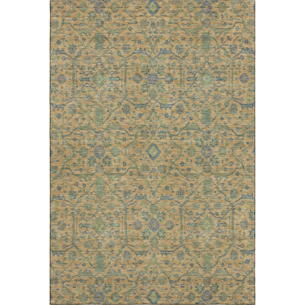 HomeRoots 9' X 12' Vibrant Orange, Blue & Green Oriental Washable Area Rug with UV Protection for Homes 685981