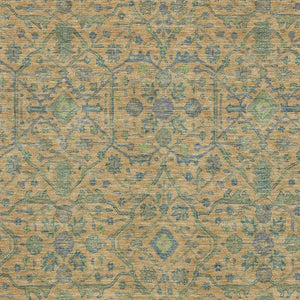 HomeRoots 10' Washable Orange, Blue & Green Oriental Area Rug with UV Protection for High-Traffic Spaces 685982