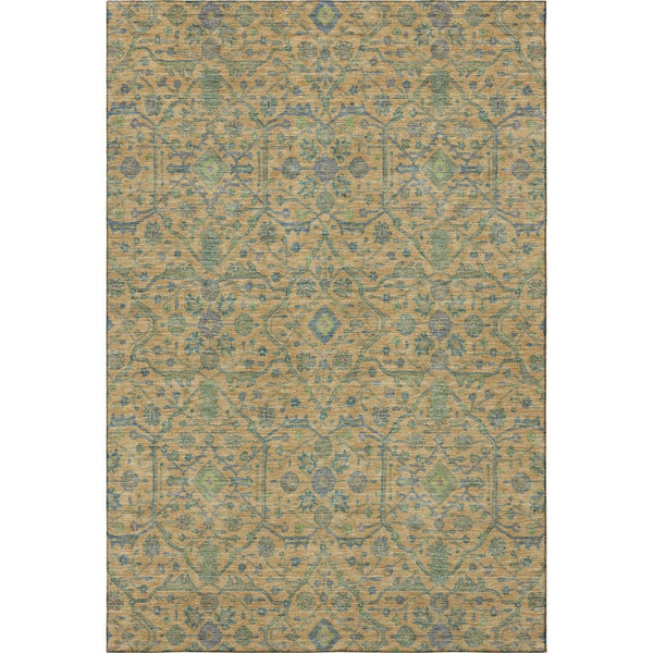 HomeRoots 10' Washable Orange, Blue & Green Oriental Area Rug with UV Protection for High-Traffic Spaces 685982