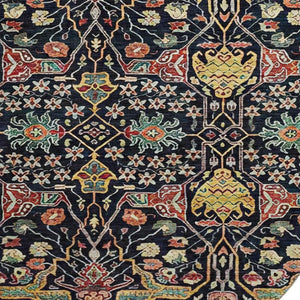 HomeRoots 8' Floral Washable Round Rug in Black, Gold, Teal & Red - UV Protected, Stain Resistant, Durable Design 685985