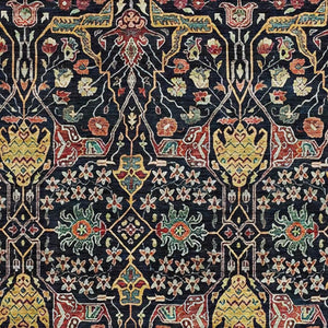 HomeRoots 8' X 10' Floral Area Rug in Black, Gold, Teal & Red - Washable, UV Protected, Stain-Resistant Design! 685986