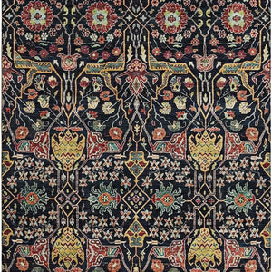 HomeRoots 10' X 14' Bold Floral Area Rug in Black, Gold, Teal & Red – Washable, Stain Resistant, UV Protected! 685988