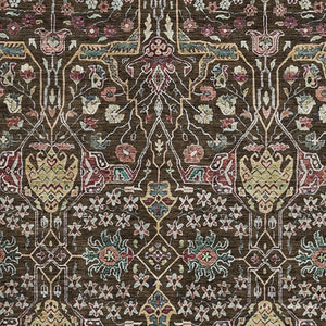 HomeRoots 8' X 10' Washable Floral Area Rug in Chocolate, Gold & Teal - Durable, UV-Protected & Stain Resistant! 685992