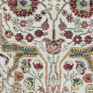 HomeRoots 9' X 12' Floral Area Rug in Ivory, Gold, Red & Teal - Stylish, Washable, UV-Protected & Durable 685999