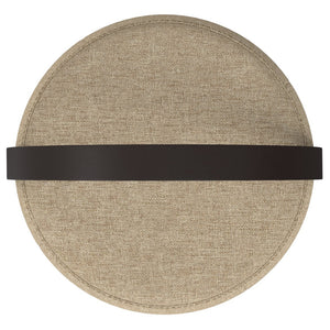 English Elm Ramsay Handcrafted Round Footstool with Wood Handle, Durable Linen-Look Upholstery & Versatile Use taupe B136P252653