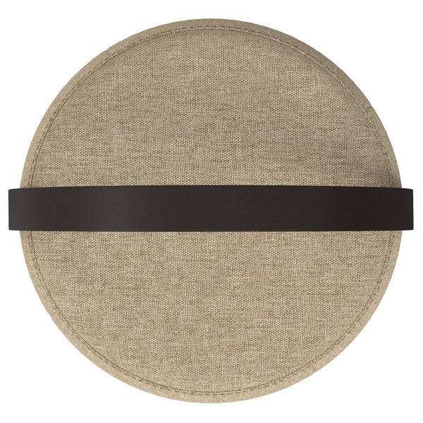 English Elm Ramsay Handcrafted Round Footstool with Wood Handle, Durable Linen-Look Upholstery & Versatile Use taupe B136P252653