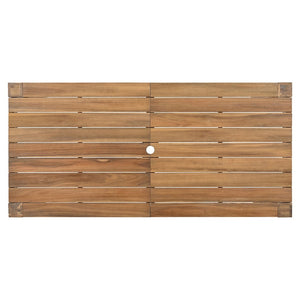 English Elm Trexm Acacia Wood Outdoor Dining Set Seats Six with Umbrella Hole Rustic Patio Beige,Light Teak TM000019AAD