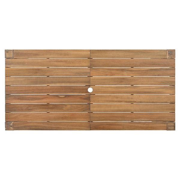 English Elm Trexm Acacia Wood Outdoor Dining Set Seats Six with Umbrella Hole Rustic Patio Beige,Light Teak TM000019AAD