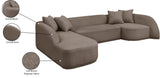 Rita Brown Polyester Fabric 3-Piece Sectional 685Brown-Sectional Meridian Furniture