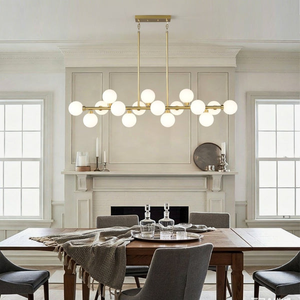 English Elm Pendant Lamp 16 Opal Seeded Glass Shades Gold Frame Farmhouse Dining Island Light Gold+White W5008P466519
