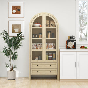 English Elm 70.28" Tall Arched Kitchen Pantry - Stylish Farmhouse Cabinet With Adjustable Shelves For Versatile Storage W688P204443
