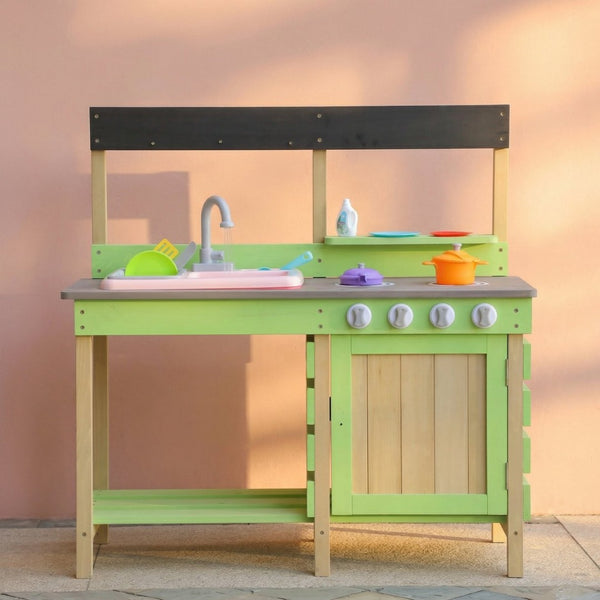 English Elm Kids Solid Wood Outdoor Mud Kitchen with Water Station and Imaginative Cooking Play W2640P454243