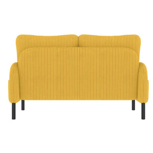 English Elm UNITED Corduroy Double Sofa with Ergonomic Support, High-Rebound Springs, Side Pockets, 500lb Capacity Yellow W1568P307269