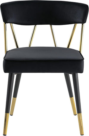 English Elm Glam Velvet Dining Chair Set of 2 with Gold Trim, Padded Foam Seat Upholstered Side Chairs for Home Decor Black+Gold 35 L x 23 W x 20 H B011P353083