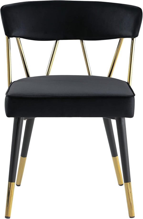 English Elm Glam Velvet Dining Chair Set of 2 with Gold Trim, Padded Foam Seat Upholstered Side Chairs for Home Decor Black+Gold 35 L x 23 W x 20 H B011P353083