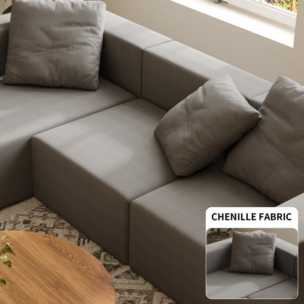 English Elm L Shaped Modular Sectional Sofa - 110" Corduroy Comfort With Movable Ottoman For Stylish Living Spaces W3670S00002