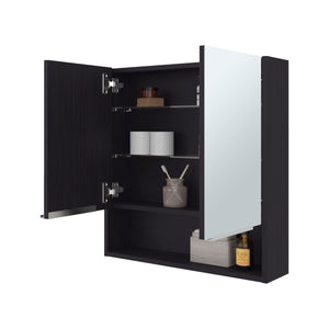 English Elm Medicine Cabinet With Mirror, Open Shelf & 3 Interior Shelves - Stylish Black Storage Solution! B097133184