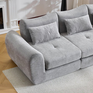 English Elm Modular Cloud Sectional Sofa Bed with Flannelette Upholstery for Flexible Living Grey W1829S00076