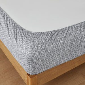 JLA Home 510 Design - Printed Cotton Sheets — 100% Soft 144TC Breathable Bed Set with Deep 16" Pocket, Oeko‑Tex Certified Diamond Grey AM20-0482