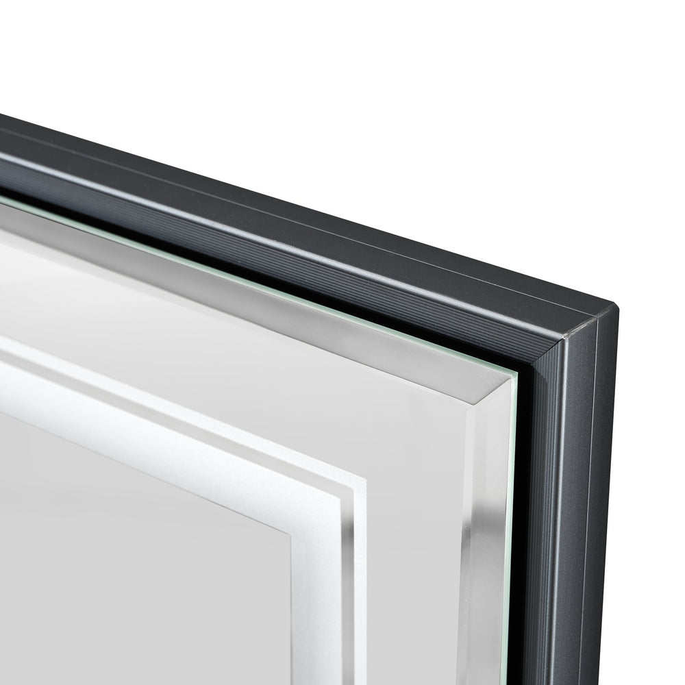 English Elm 40*30inch LED Bathroom Mirror with Beveled Edge, Front & Backlit 3-Color Dimmable IP54 Anti-Fog Grey W2091P214096