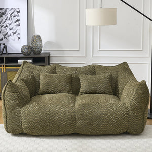 English Elm Soft Plush Foam Beanbag Chair for Two People, Square Recliner Sofa With Superfiber Comfort Embrace Olive Green W1996P252273