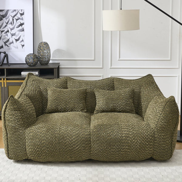 English Elm Soft Plush Foam Beanbag Chair for Two People, Square Recliner Sofa With Superfiber Comfort Embrace Olive Green W1996P252273
