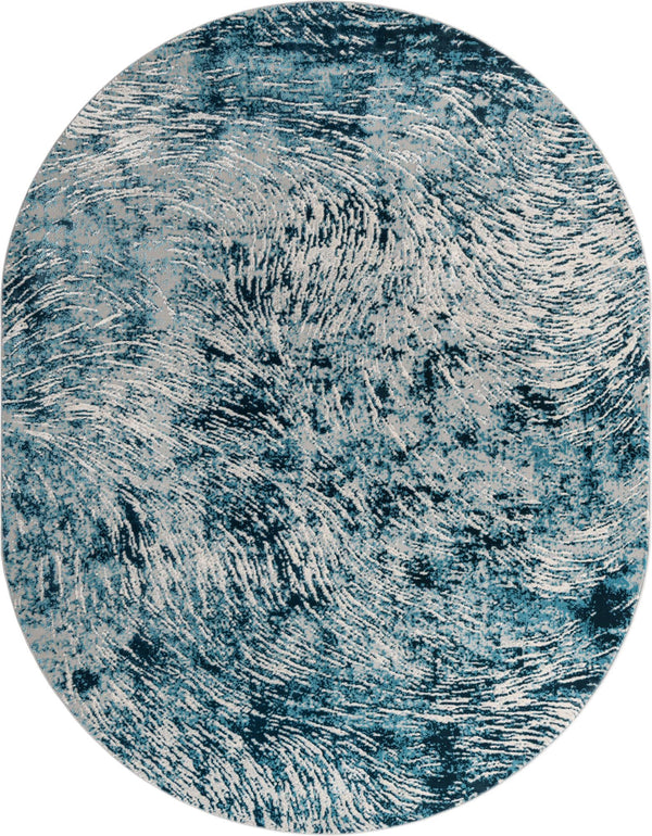Unique Loom Oasis Wave Machine Made Abstract Rug Blue, Gray/Navy Blue/Ivory 8' 0" x 10' 0"