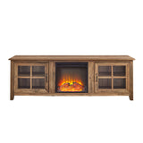 Walker Edison Modern Farmhouse 2-Door Glass Fireplace TV Stand - 70