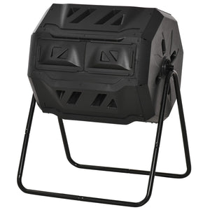 English Elm Outsunny 43 Gallon Dual Chamber Tumbling Compost Bin - 360° Rotating Design For Easy Aeration W2225P217250-GIGA