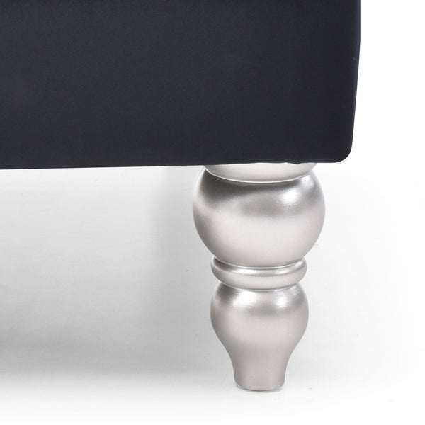 English Elm Elegant Velvet Traditional Chair with Plush Round Arms, 37"H Comfort Seat, No Assembly Required Black 32.7 L x 30.3 W x 31.5 H B078107951