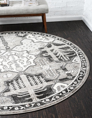 Unique Loom La Jolla Cathedral Machine Made Geometric Rug Gray, Black/Ivory/Silver 8' 0" x 8' 0"