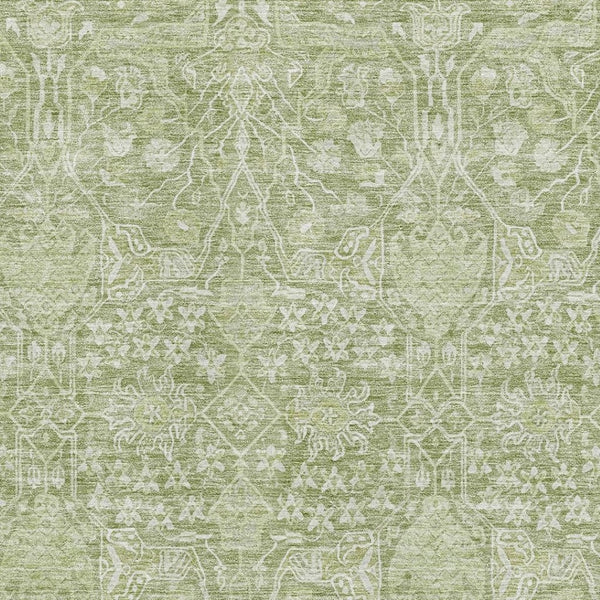 HomeRoots 5' X 8' Artichoke Green Floral Area Rug – Washable, Durable, UV-Protected for Stylish Living Spaces 686002