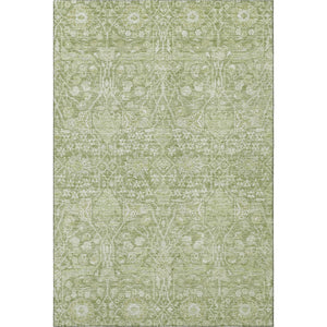 HomeRoots 5' X 8' Artichoke Green Floral Area Rug – Washable, Durable, UV-Protected for Stylish Living Spaces 686002