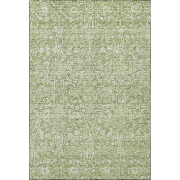 HomeRoots 5' X 8' Artichoke Green Floral Area Rug – Washable, Durable, UV-Protected for Stylish Living Spaces 686002