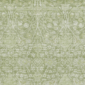 HomeRoots 8' X 10' Artichoke Green Beige Floral Area Rug - Washable, UV-Protected, Perfect for Family Homes 686004