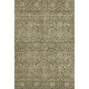 HomeRoots 5' Washable Brown & Beige Floral Area Rug - UV Protected, Stain Resistant, Perfect for Families! 686008