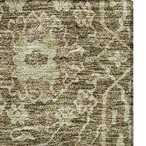 HomeRoots 5' Washable Brown & Beige Floral Area Rug - UV Protected, Stain Resistant, Perfect for Families! 686008