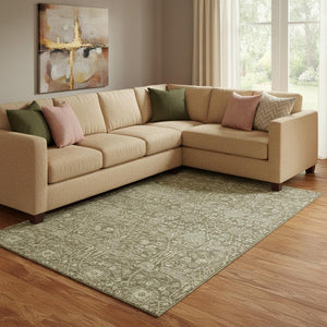 HomeRoots 8' X 10' Elegant Brown and Beige Floral Washable Area Rug - Stain Resistant, UV Protected, Durable Design 686010