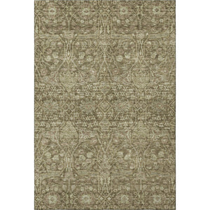 HomeRoots 9' X 12' Brown and Beige Floral Washable Area Rug with UV Protection for Homes with Kids & Pets 686011