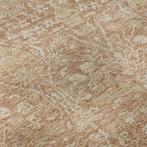 HomeRoots 5' X 8' Coral and Beige Floral Area Rug - Washable, UV Protected, Perfect for Homes with Kids & Pets! 686014