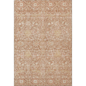HomeRoots 5' X 8' Coral and Beige Floral Area Rug - Washable, UV Protected, Perfect for Homes with Kids & Pets! 686014