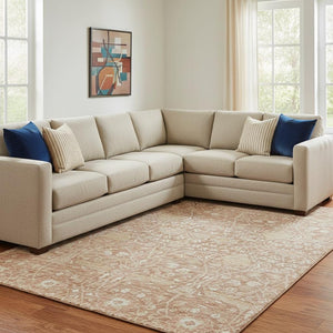 HomeRoots 8' X 10' Coral and Beige Floral Area Rug - Stain-Resistant, UV Protected, Perfect for Any Space! 686016