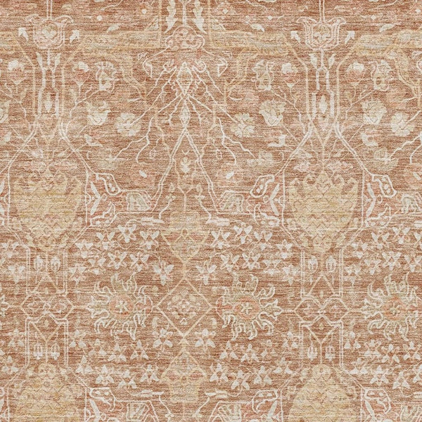 HomeRoots 8' X 10' Coral and Beige Floral Area Rug - Stain-Resistant, UV Protected, Perfect for Any Space! 686016